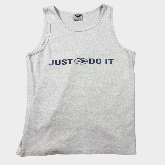 Nike Other - Vintage 90s Just Do It Tank Top L Grey USA Made Nike Parody USA Boom